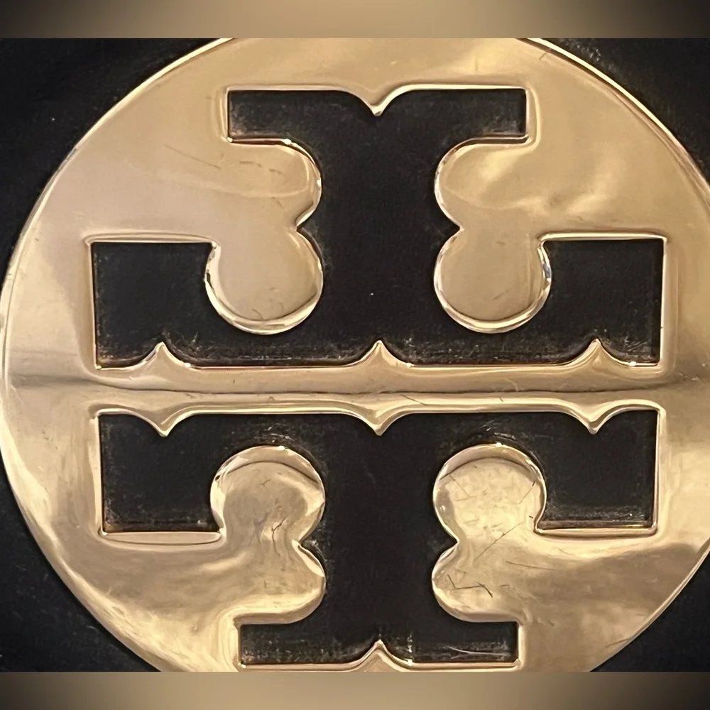 Authentic Tory Burch “Reva” Black Leather Fancy Shoulder Bag - Picture 6 of 10